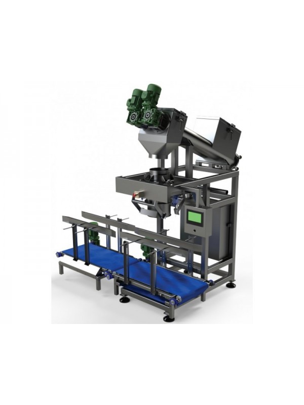 ماكينة تعبئة شكائر بودر + سير هزاز لتفريغ الهواء من الشيكارة + سير check weigher تصنيع محلى (دقيق - لبن بودرة) ......
